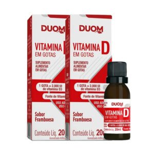 Kit 2 Frascos Vitamina D em Gotas 20ml Sabor Framboesa Duom