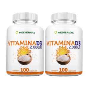 Kit 2 Frascos Vitamina D3 2000UI 100cps Mediervas