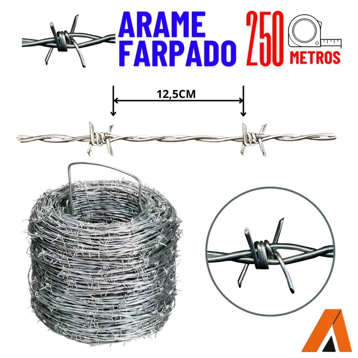 Arame Farpado Zincado Fio 18 Duplo Entrelaçado 250 Metros - Imagem 4
