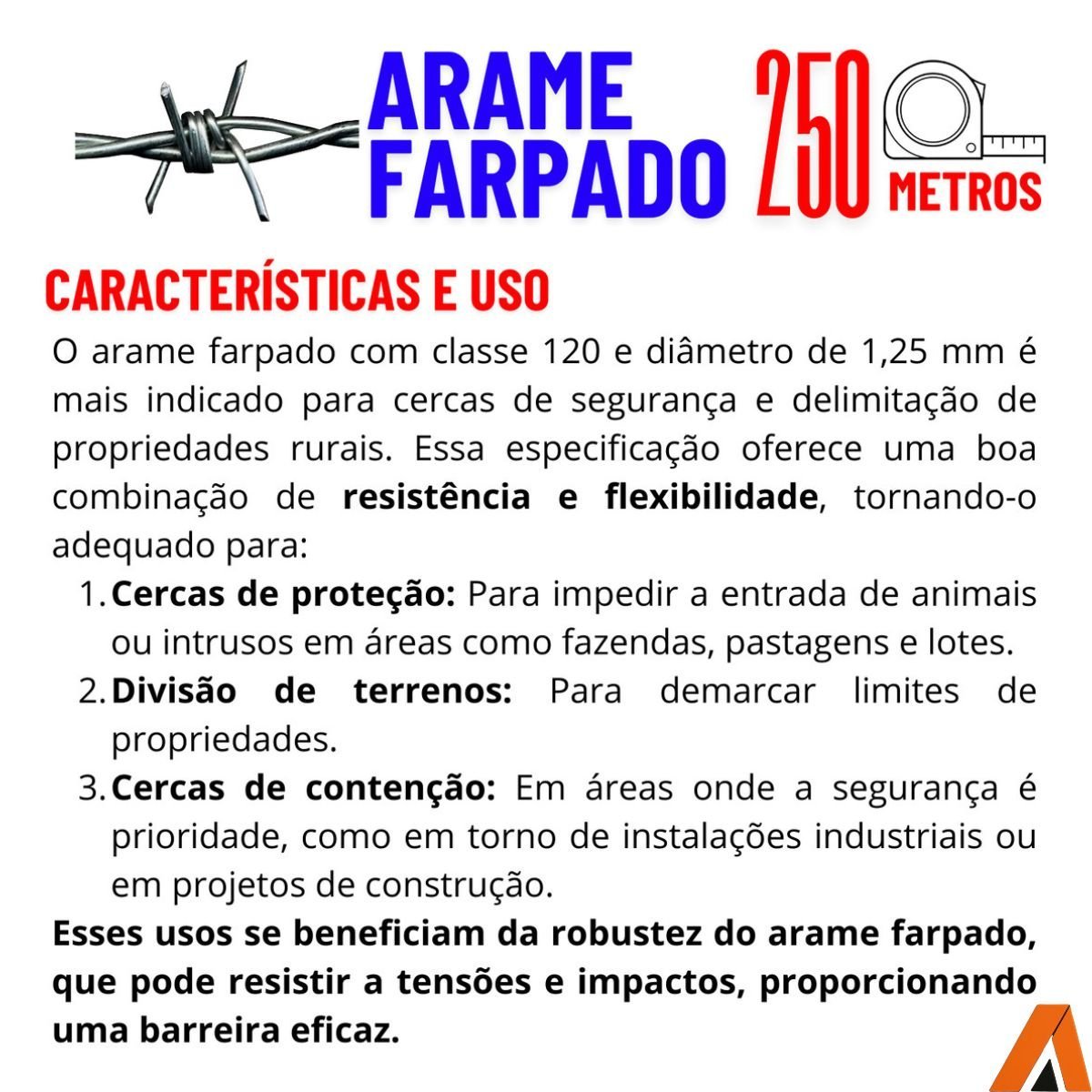 Arame Farpado Zincado Fio 18 Duplo Entrelaçado 250 Metros - Imagem 7