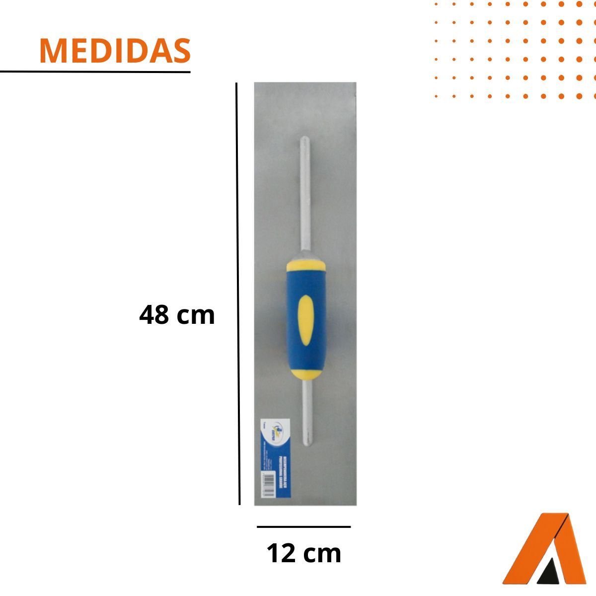 Desempenadeira Profissional De Aço, Lisa, Grande 12 X 48 Cm - Imagem 4