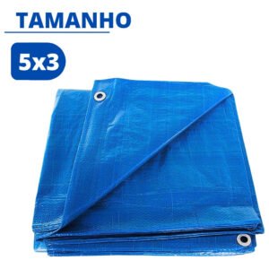 Lona Impermeavel Polietileno Azul Reforçada com Ilhós 5x3