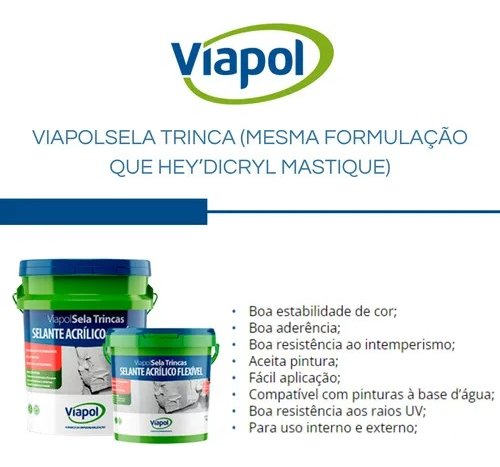 Selante Acrílico Flexível Sela Trincas 5Kg Viapol -Heydicryl - Imagem 3