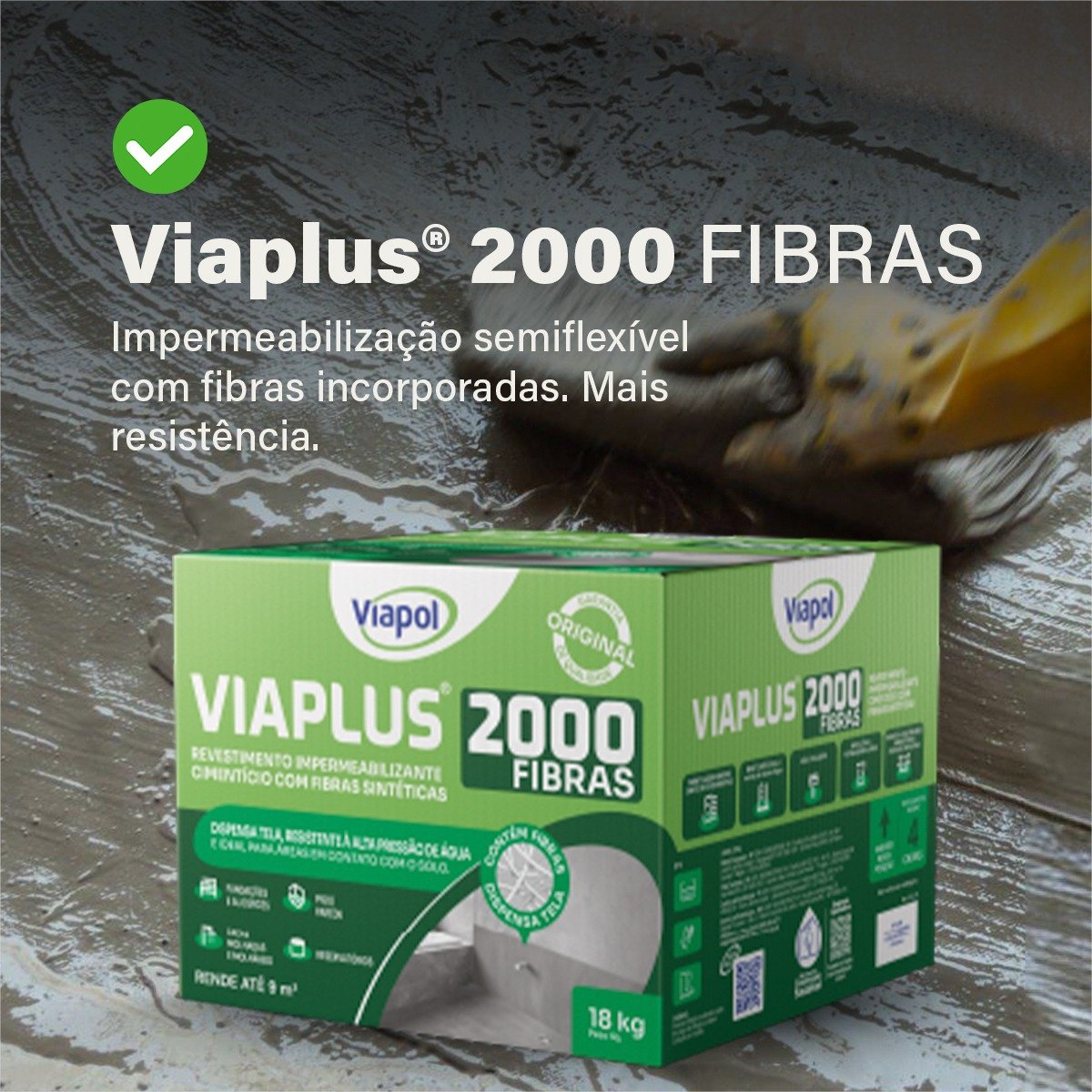 Viaplus 2000 Fibras Impermeabilizante Cimenticio Viapol 18kg - Imagem 4