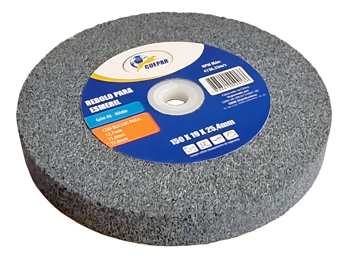 Rebolo Para Esmeril 6" Grão 46 Com 3 Buchas Profissional