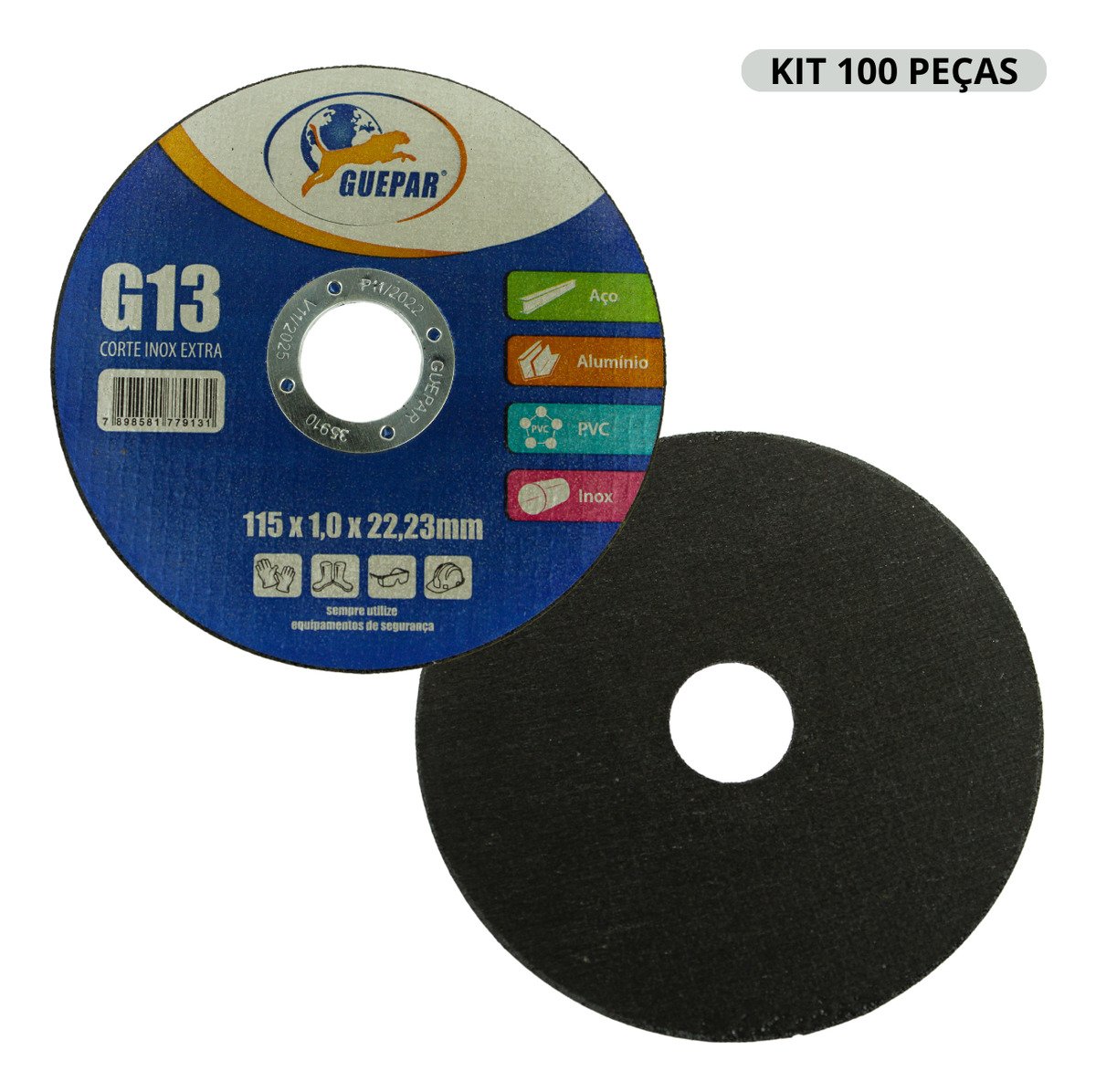 KIT de 10 Disco de Corte 115x1,0x22,23 mm Aço Inox - G13 - Imagem 2