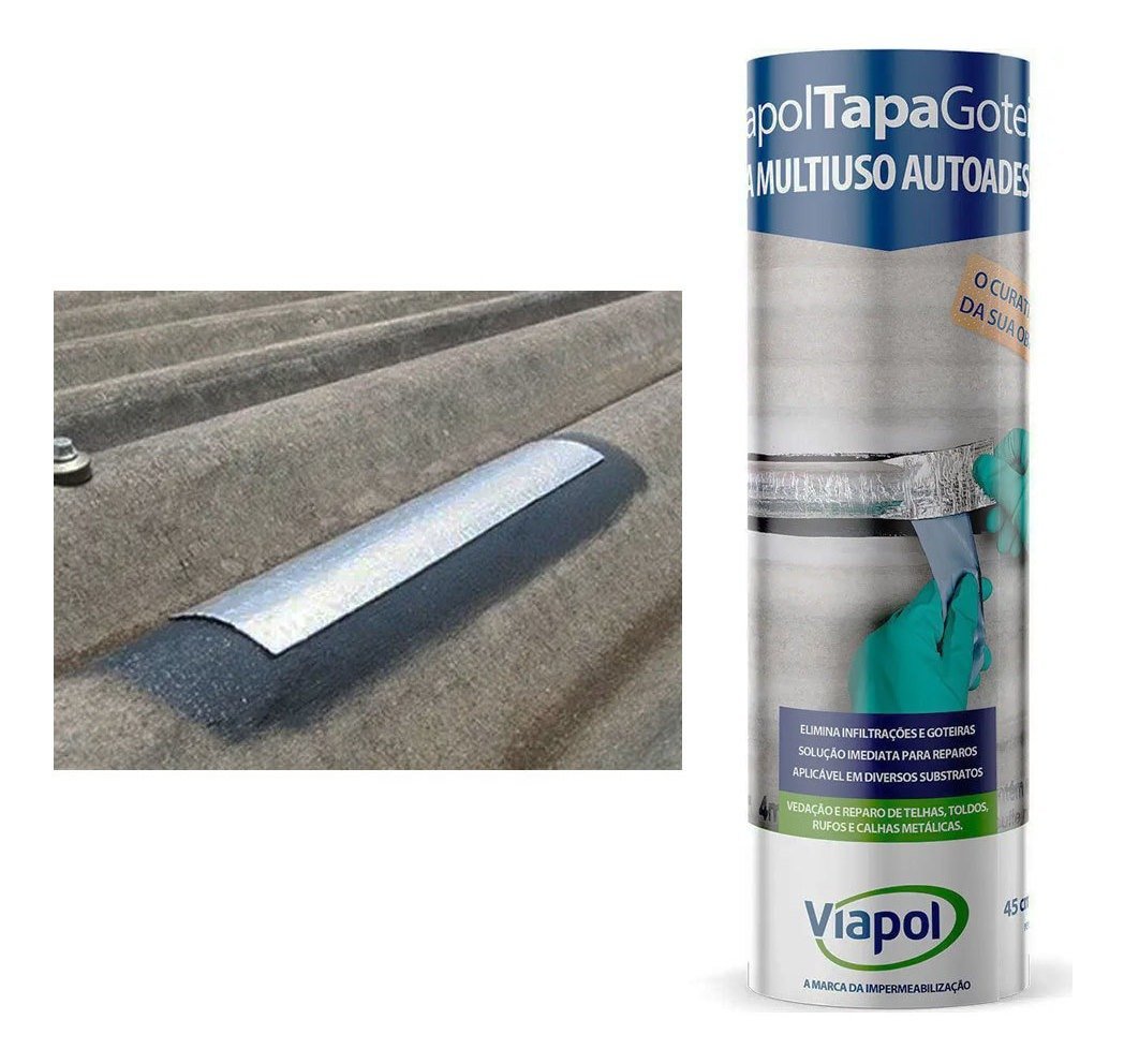 Manta Fita Autoadesiva Alumínio 20cm Viapol Tapa Goteira - Imagem 3
