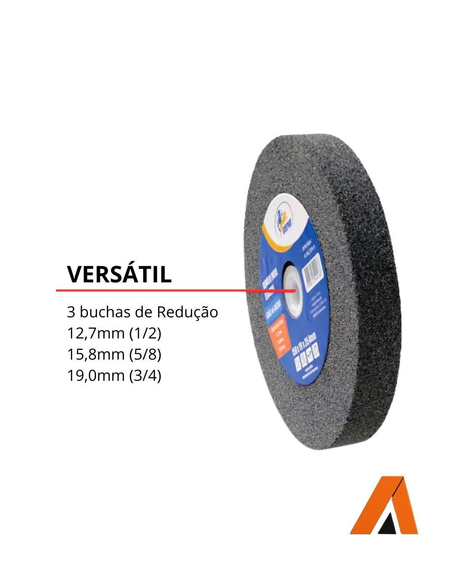 Rebolo Para Esmeril 6" Grão 46 Com 3 Buchas Profissional - Imagem 3