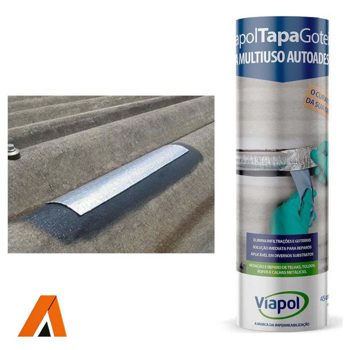 Manta Fita Autoadesiva Alumínio 45cm Viapol Tapa Goteira - Imagem 3