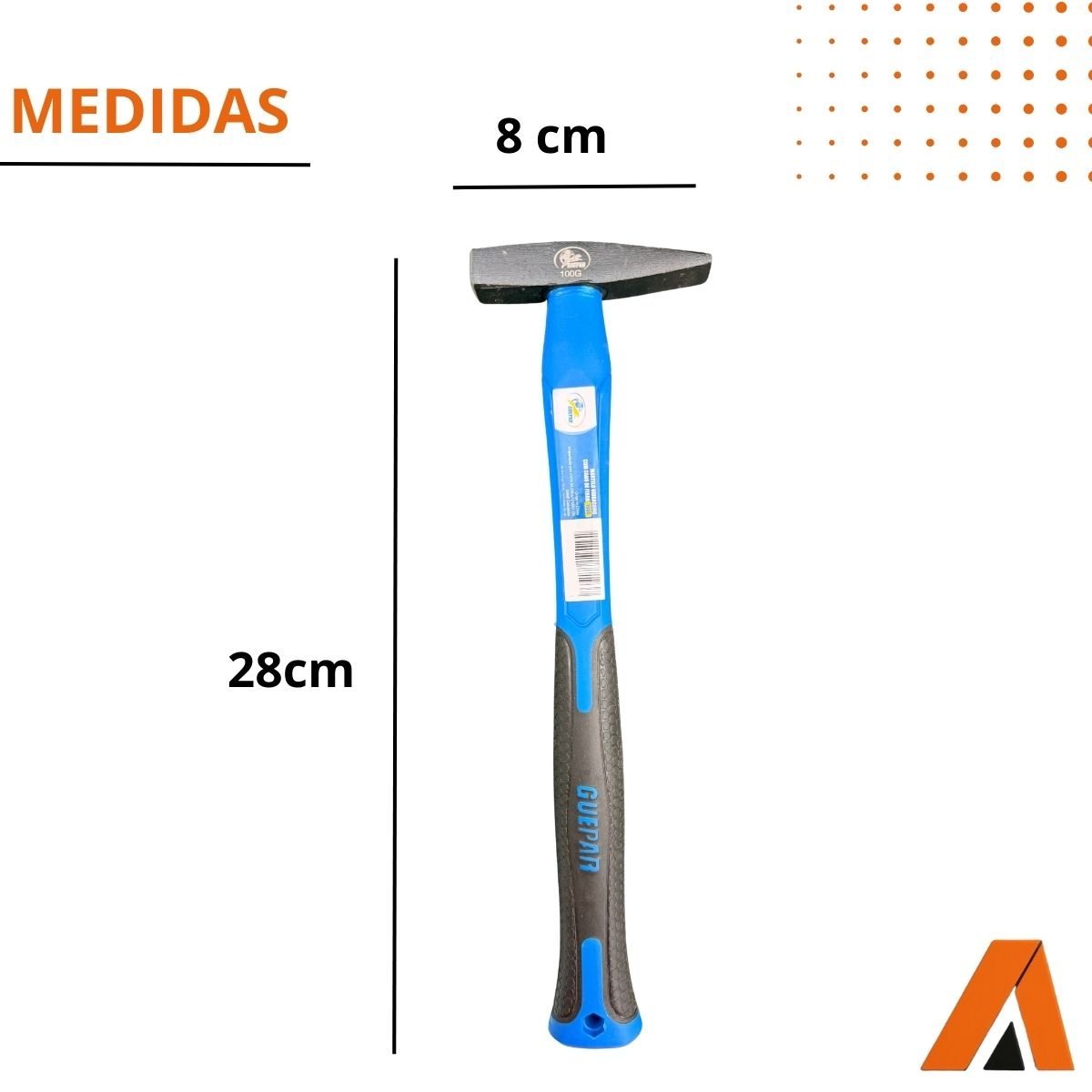 Martelo Vidraceiro Com Cabo De Fibra 100gr - Guepar - Imagem 4